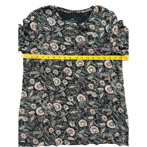 J.Jill Shirt Womens Small Green Paisley Floral Pima Cotton High-Low Long Sleeve - Picture 4 of 6